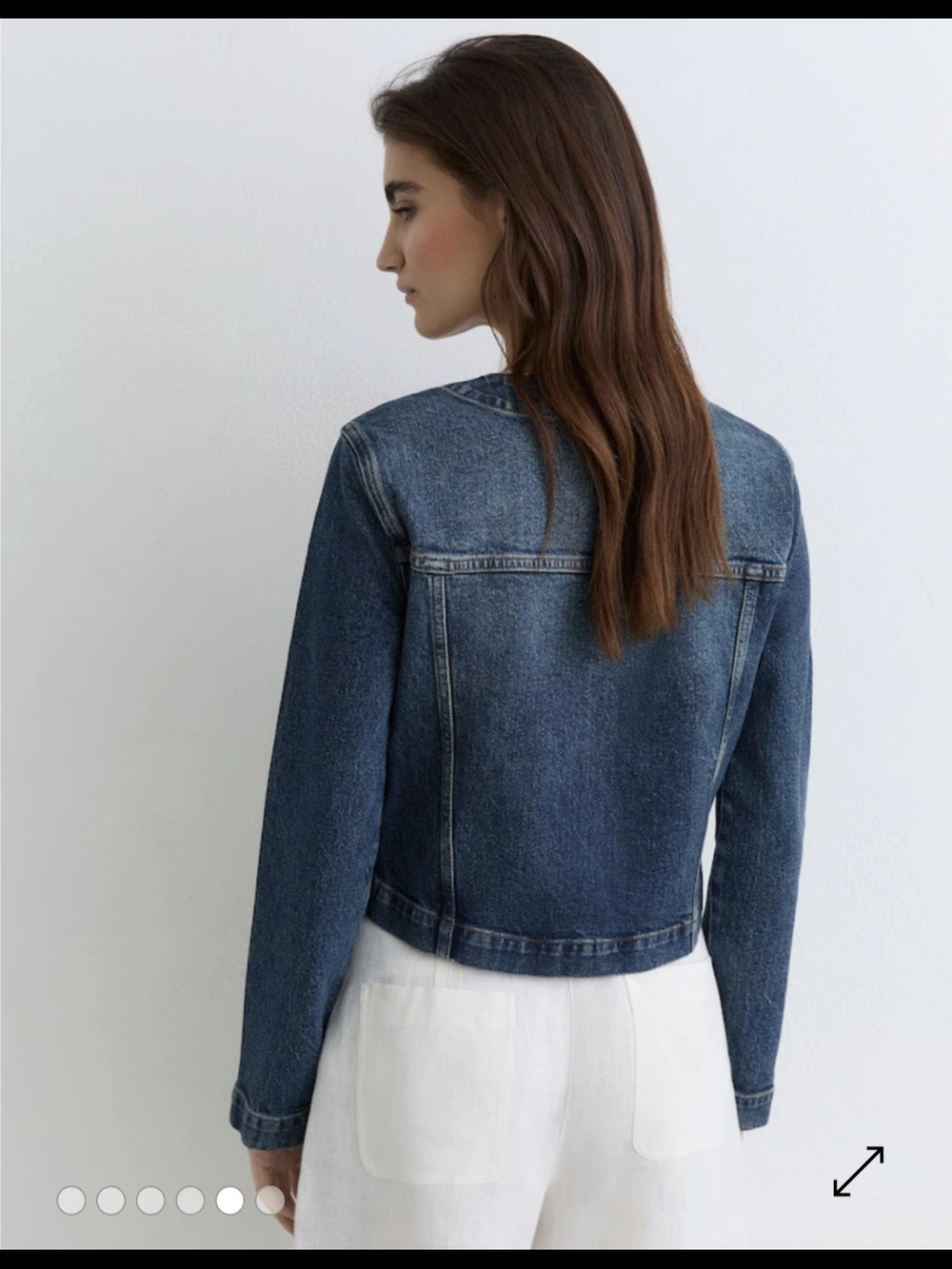 Reiss Collarless Denim Cropped Jacket 4 $350 - Picture 5 of 7